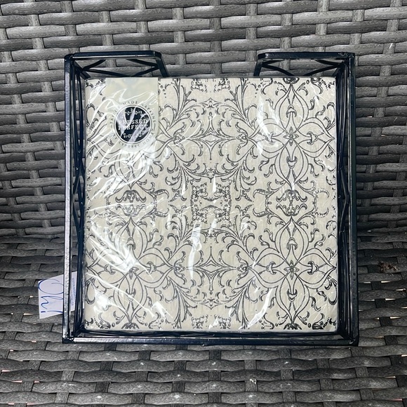 October Hill Black Metal Napkin Holder w Cypress Hill Pressed Perfect Napkins - Picture 1 of 7